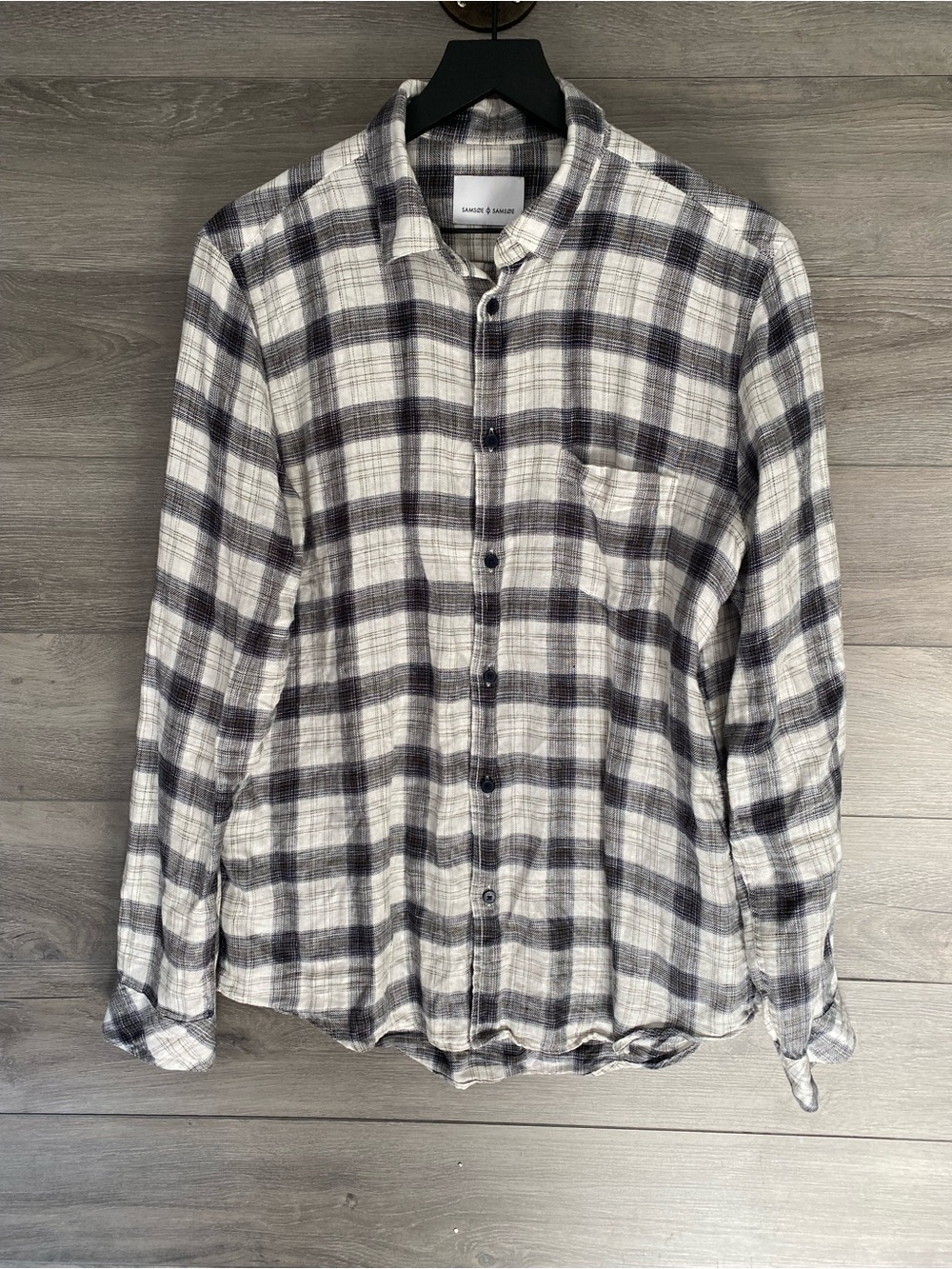 SAMSOE Liam Linen Shirt Mens Plaid